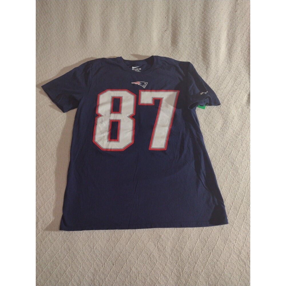 Nike Patriots Football T-shirt Number 87 Gronkowski Size Medium Navy Blue
